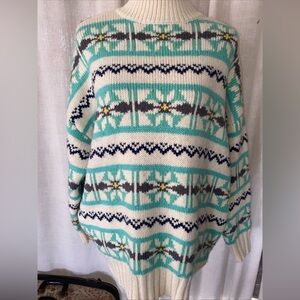 American Eagle Sweater Men’s Small Mock Neck Fair Isle Oversized